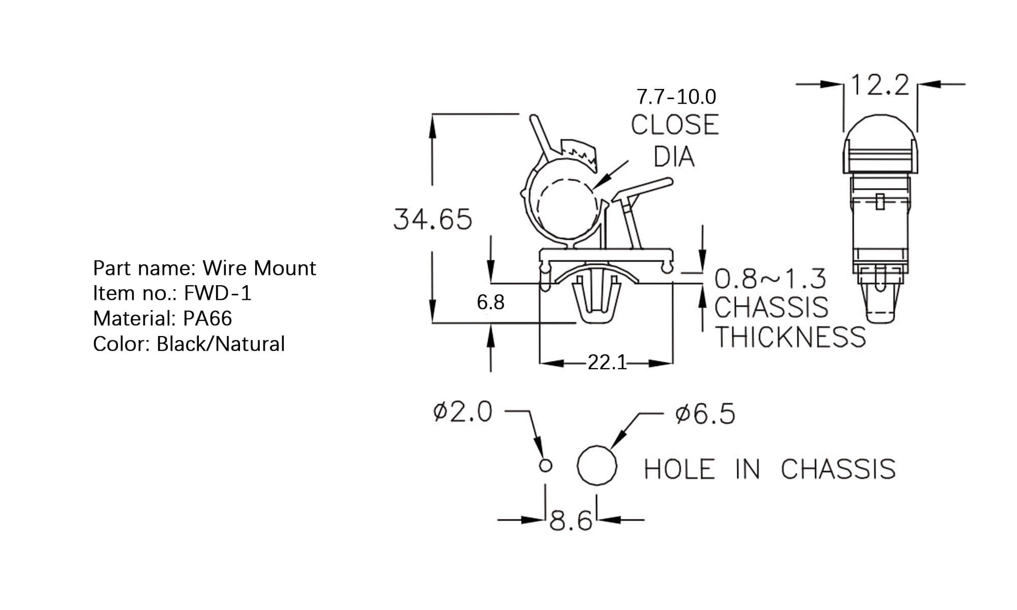 Plastic Wire Mount FWD-1